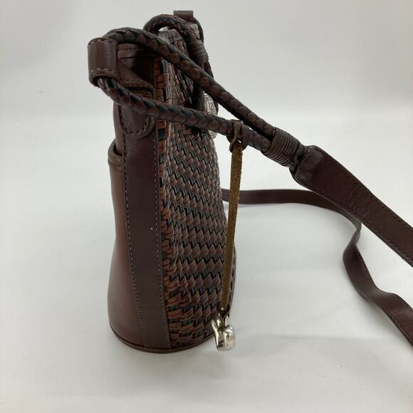 Brighton 652372 Brown leather basket weave crossbody - Picture 3 of 11